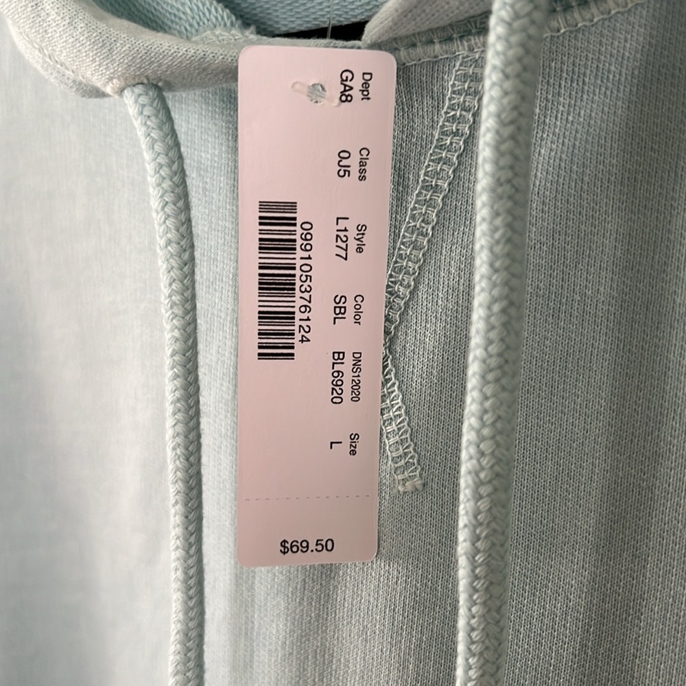 J. Crew Lightweight Garment Dyed Hoodie in Light Blue Turquoise Size L - Picture 6 of 11